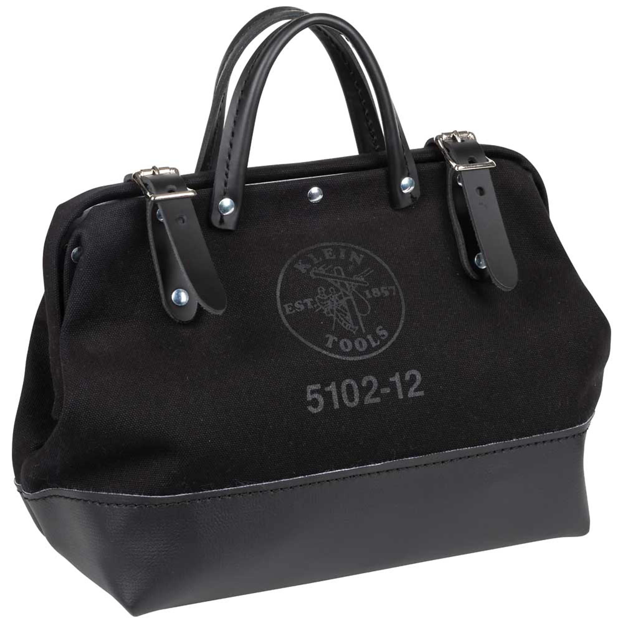 Klein Tools, Tool Bag, Black Canvas, 12in., Color Black, Pockets (qty.) 1 Material Canvas, Model# 510212BLK